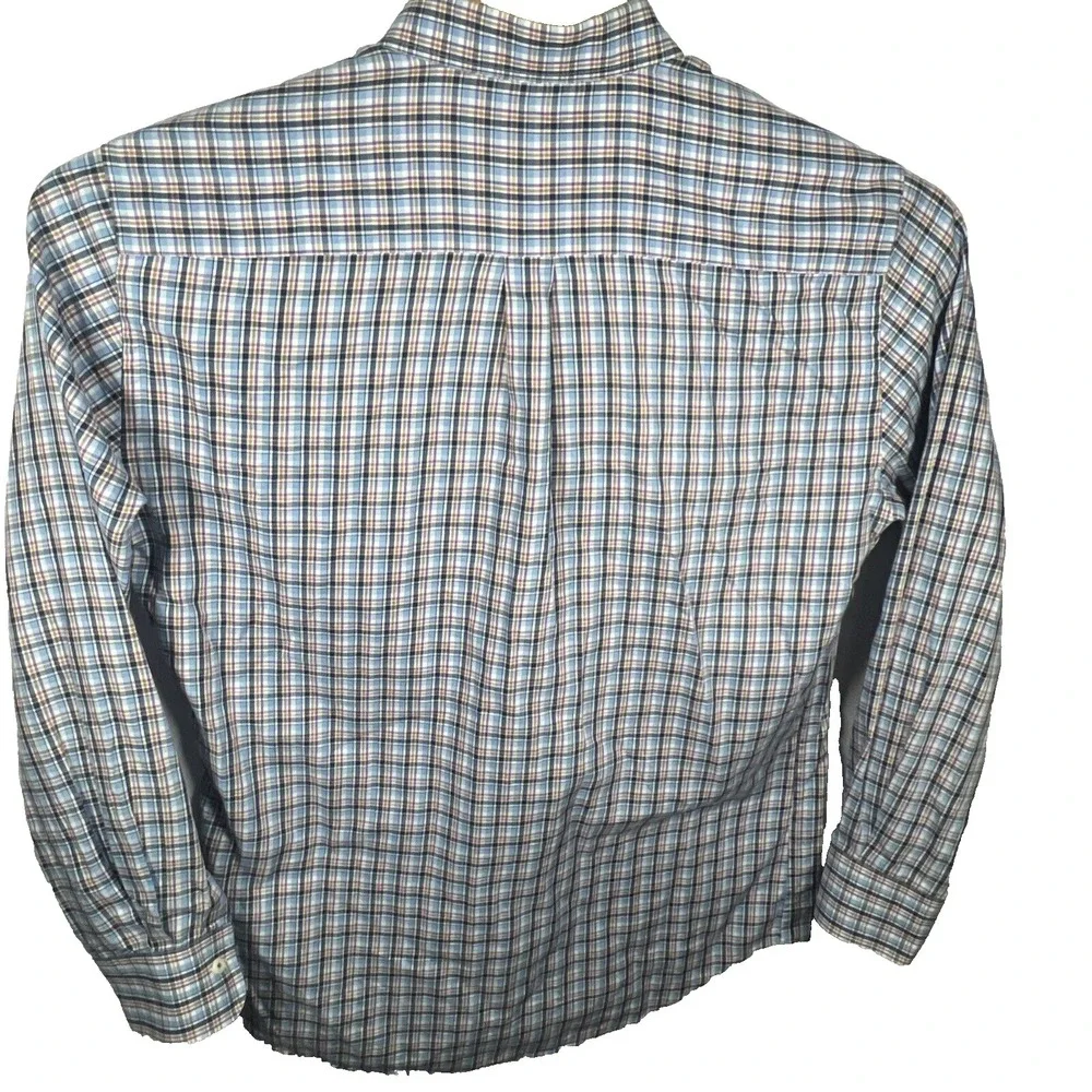 Peter Millar Men Large Cotton Plaid Button Down Long Sleeve Shirt